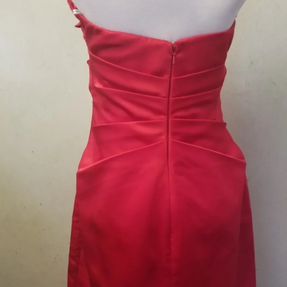 NWT Phoebe Couture Red ruffled tube top dress women's size 4 (269) - Picture 4 of 8